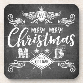 Grunge Chalkboard Frohe Weihnachten Retro Typograf Getränkeuntersetzer