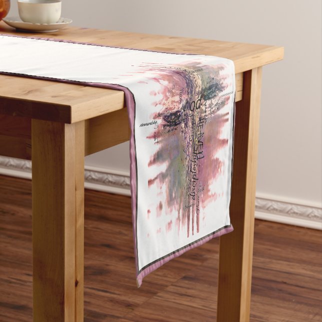 Grunge Christian words cross Short Table Runner Kurzer Tischläufer (Beispiel)