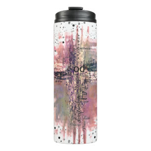Grunge-Christliche-Worte Kreuz Thermal Tumbler Thermosbecher