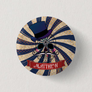Grunge Circus Sugar Skull Ringmaster Personalisier Button