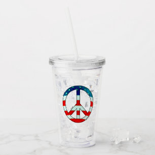 Grunge Cloud American Flag Peace Sign Acryltrinkbecher