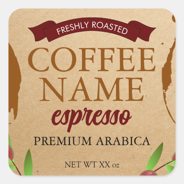 Grunge Coffee Label Custom Aufkleber (Vorderseite)