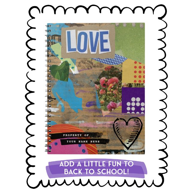 Grunge Collage Creative Custom Notebook Notizblock (This fun collage notebook is perfect for the creative, budding artist. And you can customize it!)