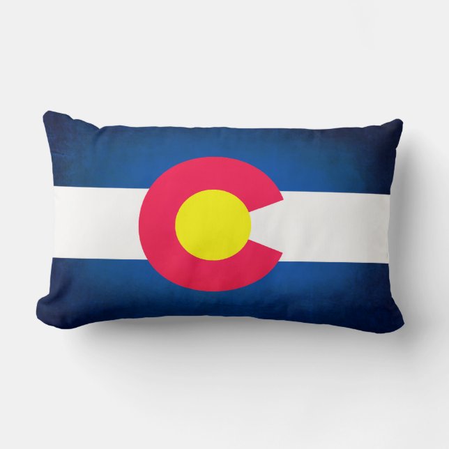 Grunge Colorado Fahne Lumbalkissen Lendenkissen (Vorderseite)