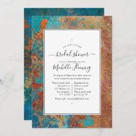 Grunge Copper Patina & Aquamarines virtuelles Brau Einladung