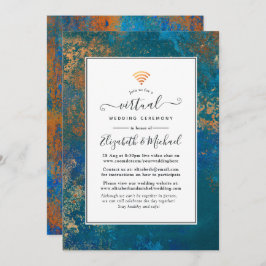 Grunge Copper Patina & Türkis Virtual Wedding Einladung