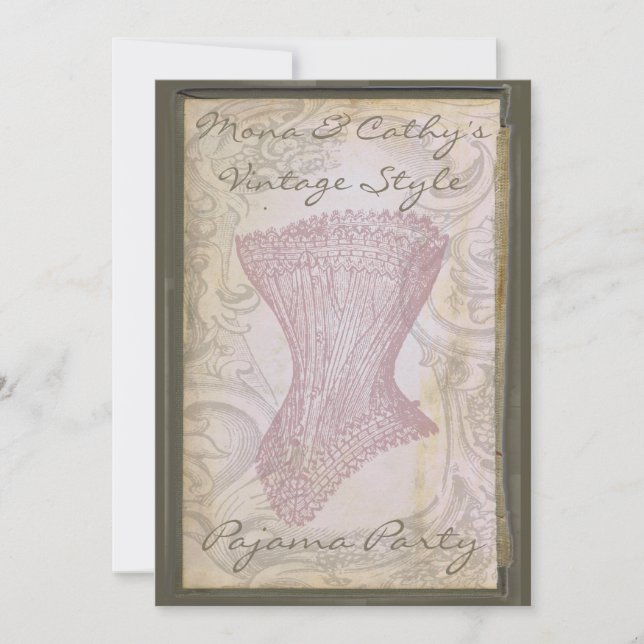 Grunge Corset Anpassbare Pajama-Party Einladung (Vorderseite)