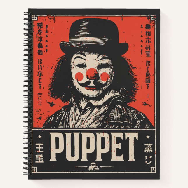 Grunge Creepy Puppet | Dark Circus Art Notizbuch (Vorderseite)