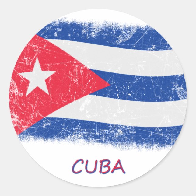 Grunge Cuba Flag Runder Aufkleber (Vorderseite)