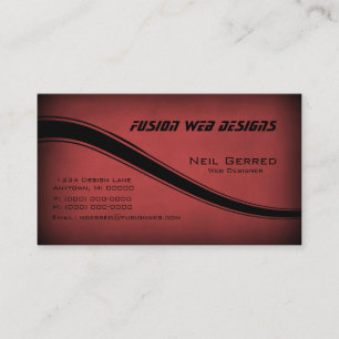 Grunge Curves Business Card, Crimson Visitenkarte