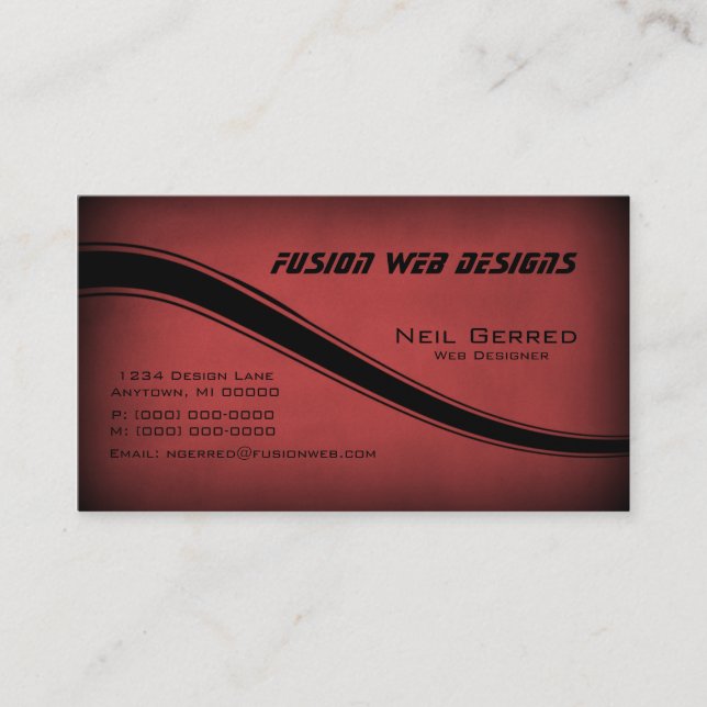 Grunge Curves Business Card, Crimson Visitenkarte (Vorderseite)