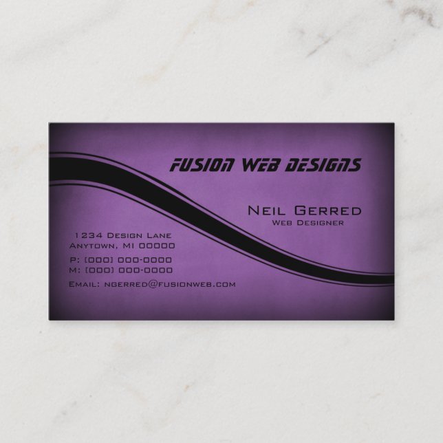 Grunge Curves Business Card, Eggplant Visitenkarte (Vorderseite)