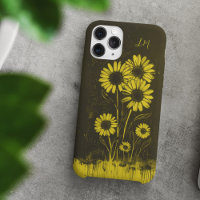 Grunge Daisy Yellow Brown Monogram Individuelle Na