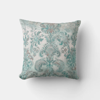 Grunge Damask Aqua Mint Blue Blush Pink Kissen