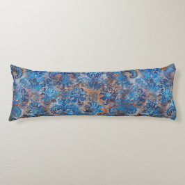 Grunge Damask Cobalt Blue Rust Orange Seitenschläferkissen