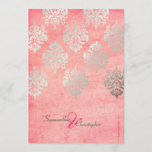 Grunge Damask/pink/Imitate Einladung zur Hochzeit