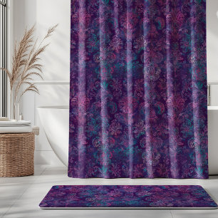 Grunge Damast Lila Violett Hot Pink Türkis Duschvorhang