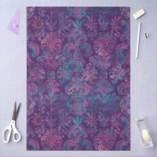 Grunge Damast Lila Violett Hot Pink Türkis Seidenpapier