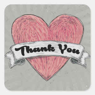Grunge danke Ihnen Red & Gray Heart Stickers / Sie