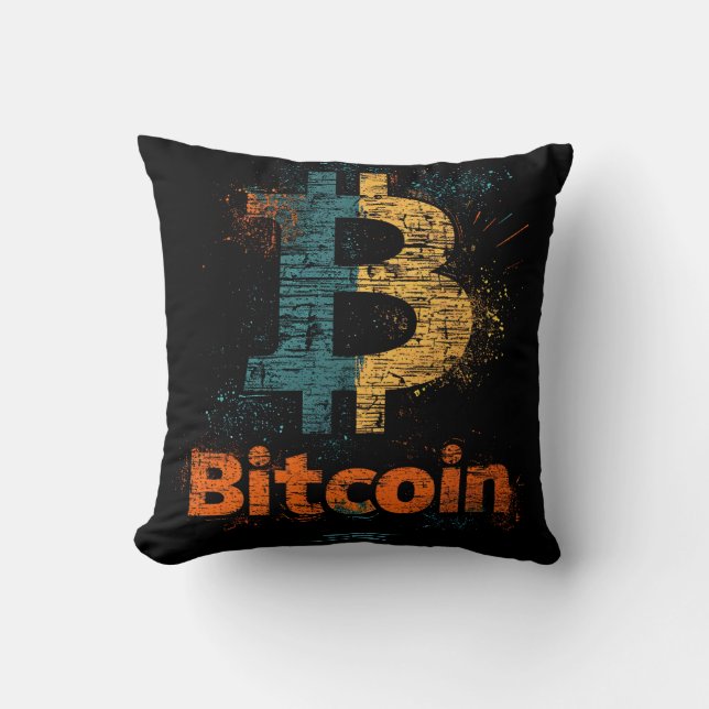 Grunge decorative Bitcoin logo blockchain Design Kissen (Vorderseite)