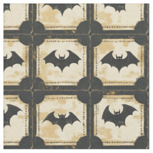 Grunge Denim Halloween Patchwork mit Fledermäusen  Stoff