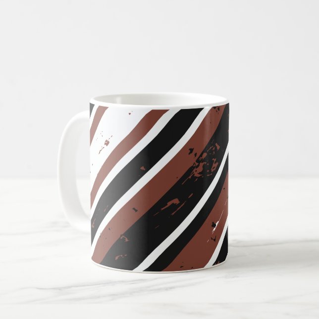 Grunge-Diagonal-Gestreiftes abstraktes Design Kaffeetasse (Vorderseite Links)