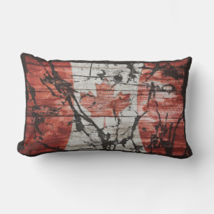 Grunge Distressed Canada Flag Black Red Gray Kissen Für Draußen