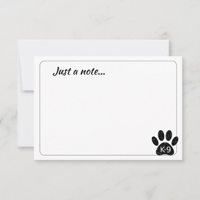 Grunge Distressed Dog Paw K-9 Just a Note Mitteilungskarte (Vorderseite)