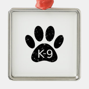 Grunge Distressed Dog Paw K-9 Ornament Aus Metall