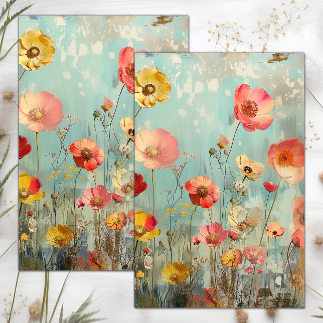 GRUNGE DISTRESSEITE FLORAL DECOUPAGE SEIDENPAPIER (GRUNGE DISTRESSED FLORAL DECOUPAGE TISSUE PAPER)