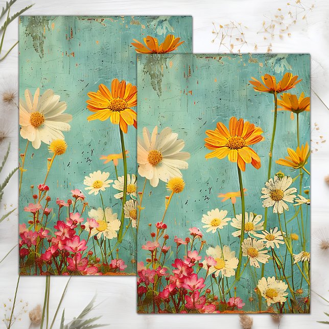 GRUNGE DISTRESSEITE FLORAL DECOUPAGE SEIDENPAPIER (GRUNGE DISTRESSED FLORAL DECOUPAGE TISSUE PAPER)