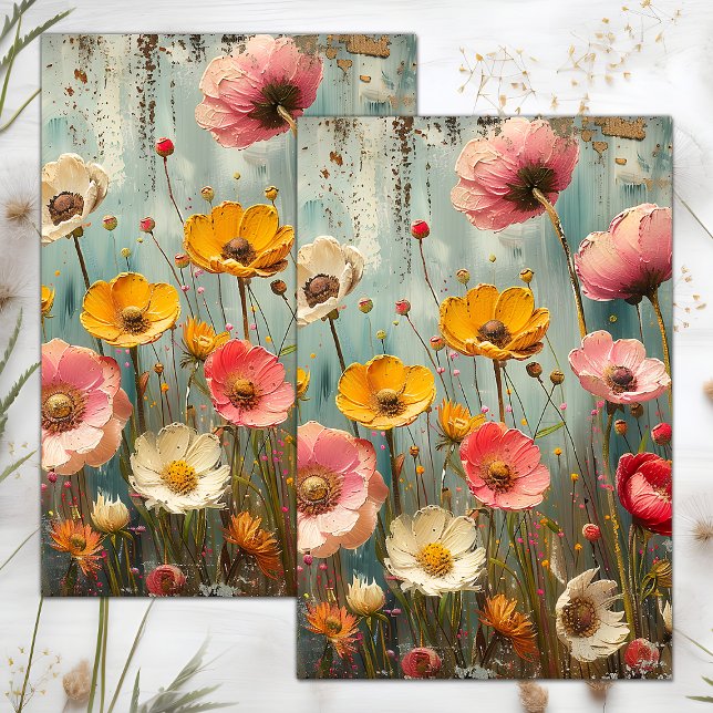 GRUNGE DISTRESSEITE FLORAL DECOUPAGE SEIDENPAPIER (GRUNGE DISTRESSED FLORAL DECOUPAGE TISSUE PAPER)