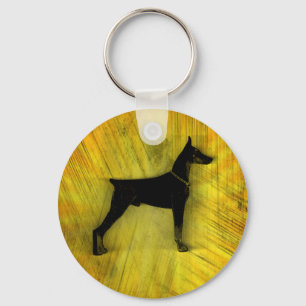 Grunge-Dobermannpinscher-Silhouette Schlüsselanhänger