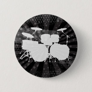 Grunge Drums Black Burst Button