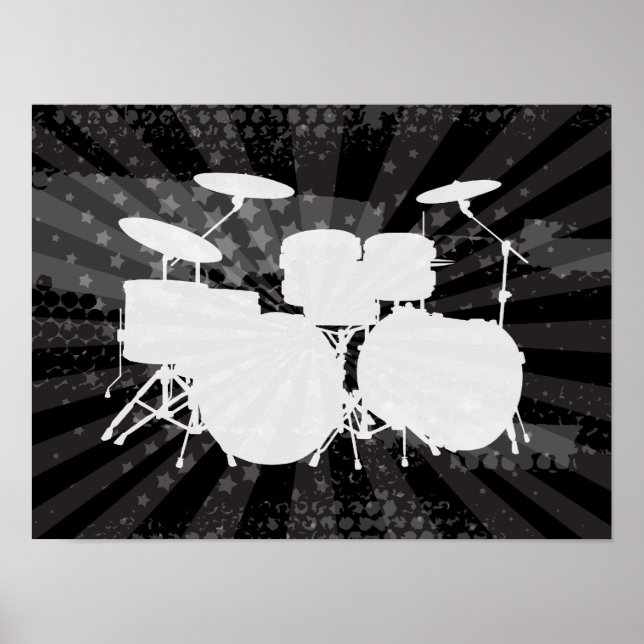 Grunge Drums Black Burst Poster (Vorne)