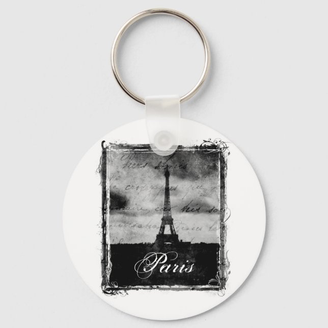 Grunge Edge Textured Paris Schlüsselanhänger (Vorderseite)