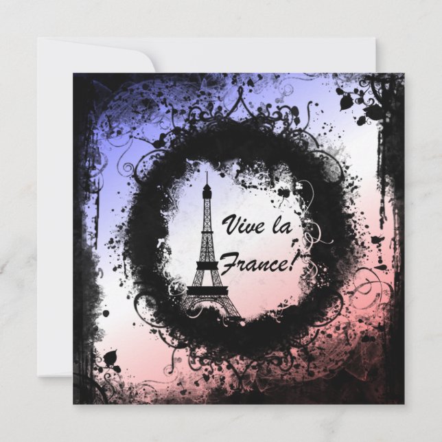 Grunge Eiffel Tower Einladung (Rückseite)