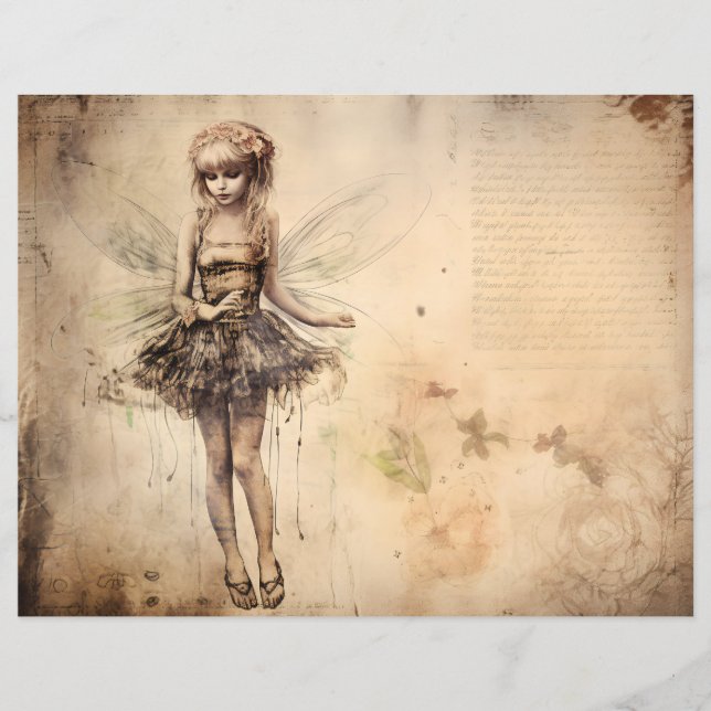 Grunge Fairy Scrapbook Paper (Vorderseite)