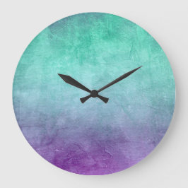 Grunge-Farben - Türkis & Lila Große Wanduhr