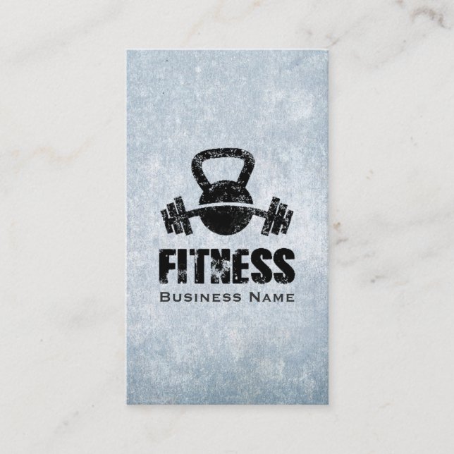 Grunge Fitness Personal Trainer Kettlebell Barbell Visitenkarte (Vorderseite)
