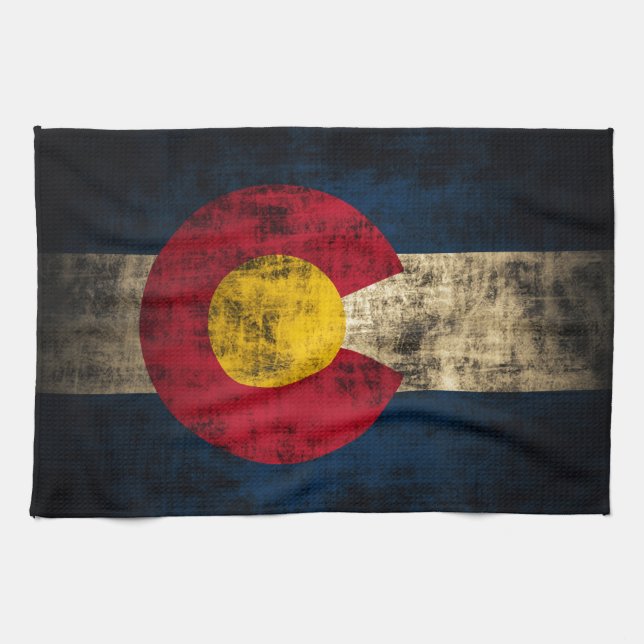 Grunge-Flagge Colorado Küchentuch (Horizontal)