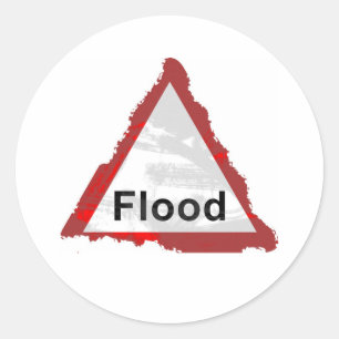 Grunge Flood Sign Runder Aufkleber