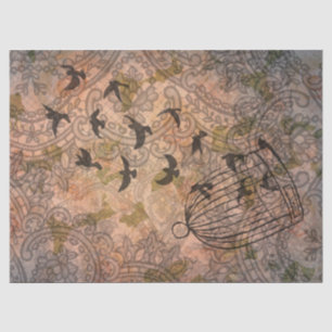 Grunge Floral Birdcage Vintage Spitze Seidenpapier