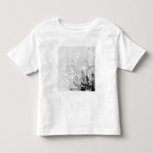 Grunge Floral Design - Light Gray B&W Kleinkind T-shirt