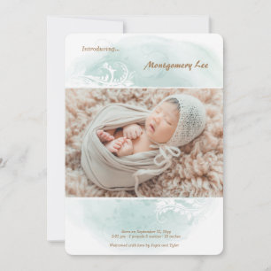 Grunge Floral Foto Geburtserklärung Ankündigung