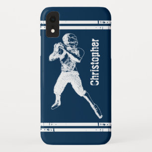 Grunge Football Quarterback Blau und Weiß Case-Mate iPhone Hülle