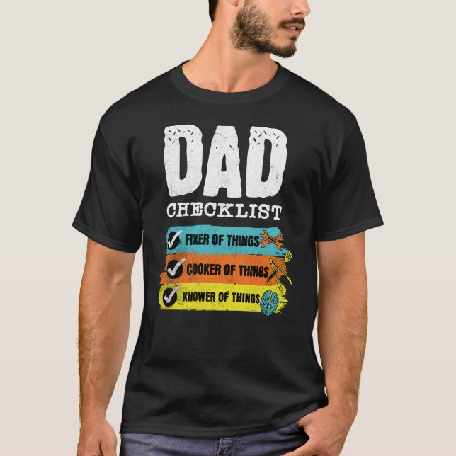 Grunge Funny Vater Checkliste T-Shirt (Vorderseite)