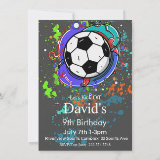 Grunge Fußball Geburtstag, Fußball, Futbol Einladung