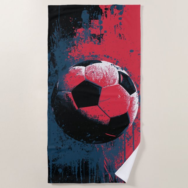 Grunge-Fußball-Splash-Artwork Strandtuch (Vorderseite)