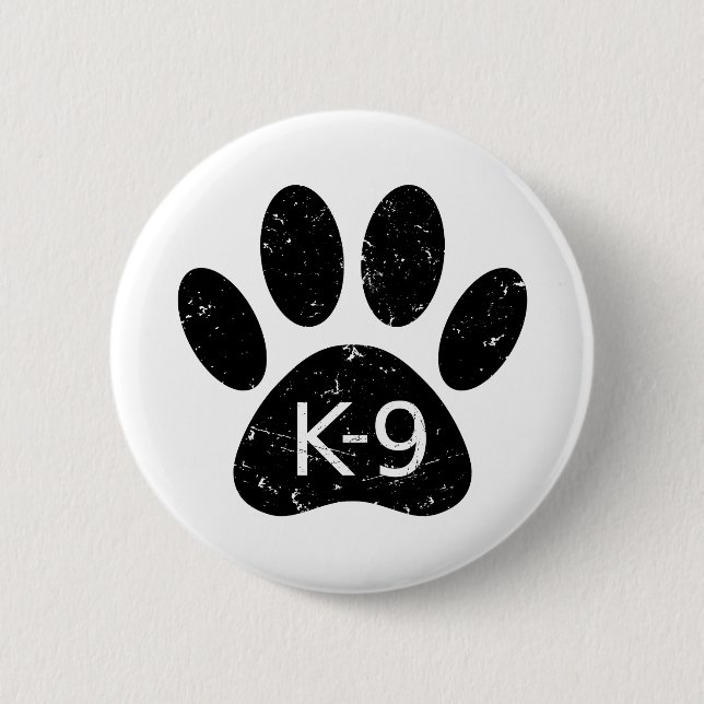 Grunge gestörter Hund Paw K-9 Button (Vorderseite)
